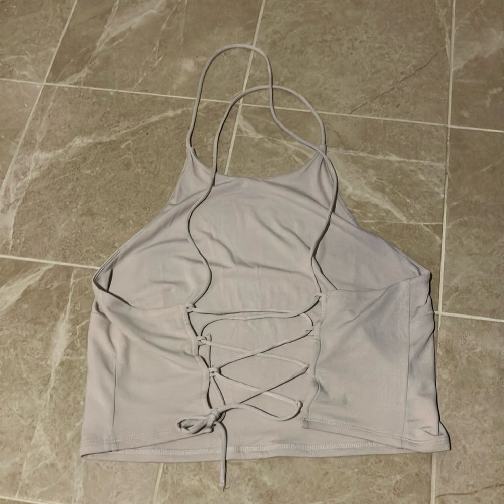 (US L) Women's Lace-Up Halter Top - Cream